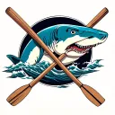 shark and crossed rowing oars intertwined tattoo design idea