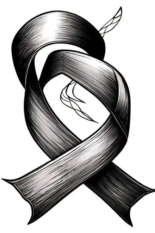 cancer ribbon intertwined tattoo design idea