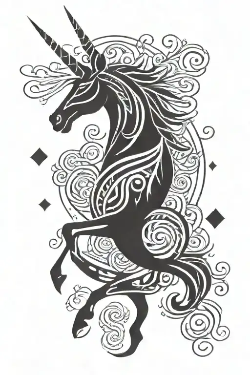 unicorn tattoo design idea