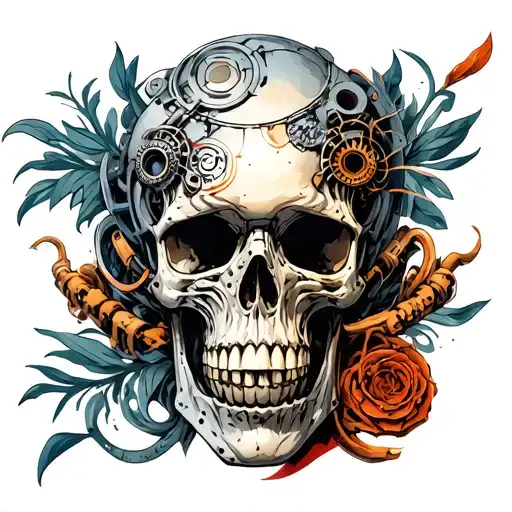 bio mechanical tattoo design idea