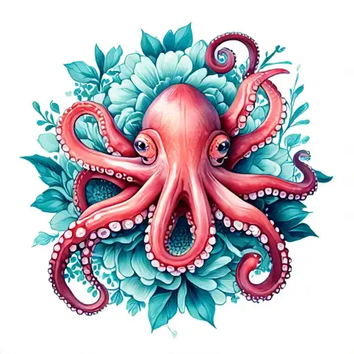Octopus hugging flower mandala tattoo design idea