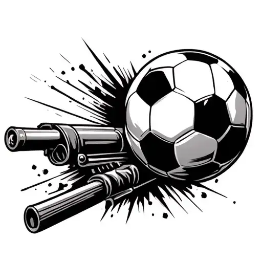 gunners cannon shooting out a soccer tattoo design idea