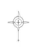 D/s dynamic inspired tattoo featuring a collar,  circle with a plus sign inside it, triskelion symbol, letter L tattoo design idea