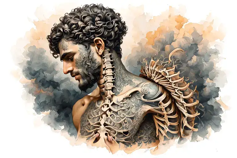 Spinal Tattoo with Roman tattoo design idea