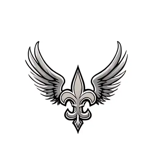 saints logo incorporated with wings spread wide and heart behind logo tattoo design idea