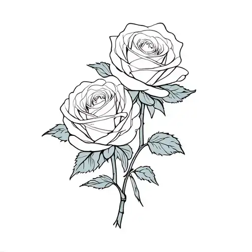 two white roses intertwined by their stems with no leaves  tattoo design idea