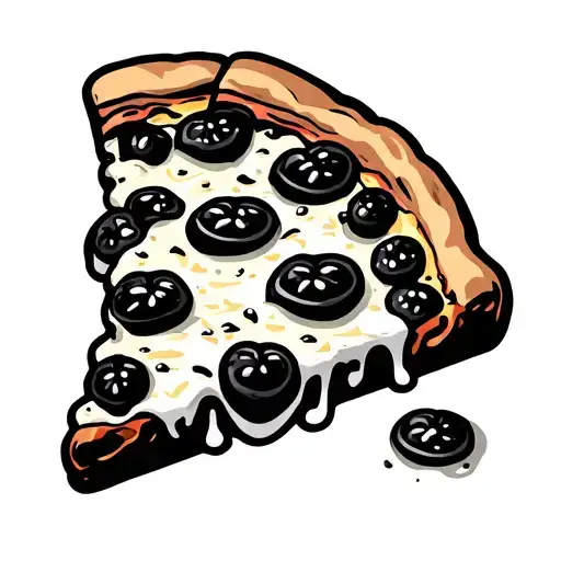 Food & Drink Patches:Pizza Slice: A slice of pizza with melting cheese, rendered in fine black and gray shading.Burg tattoo design idea