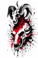 tattoo on chest: Satan with wings, a ram's skull instead of a head tattoo design idea