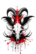 tattoo on chest: Satan with wings, a ram's skull instead of a head tattoo design idea