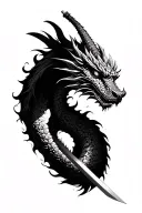 dragon and katana sword tattoo design idea