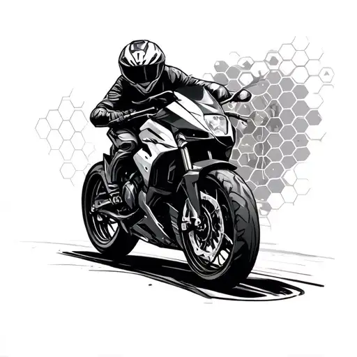 modern technology honeycomb pattern motorcycle adventure mx tattoo design idea