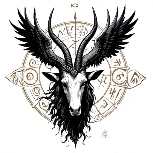 arcangel uriel with capricorn zodiac sign tattoo design idea