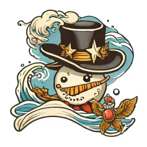 snowman at the beach tattoo design idea