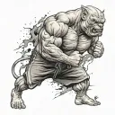 A powerful tattoo design featuring a blend of MMA, being a survivor, American bullies in a striking and powerful style  tattoo design idea