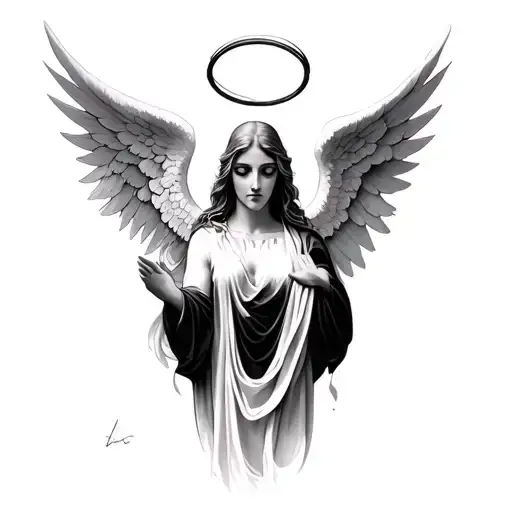 seraphim angel with halo neck tattoo tattoo design idea