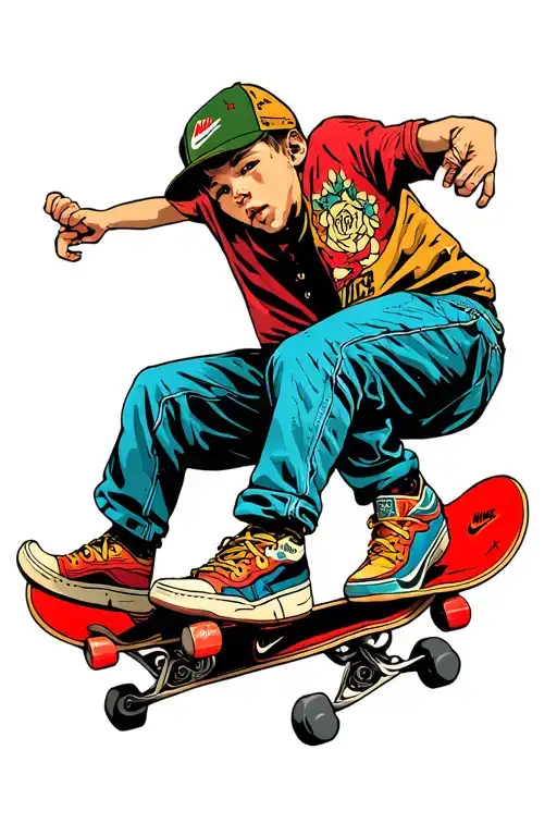 skateboard theme memorial that captures a childhood friendship spanning 19 years. idolised as a brother. Nike sb. JLR tattoo design idea