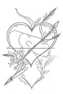 bow and arrow heart tattoo design idea