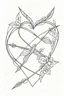 bow and arrow heart tattoo design idea