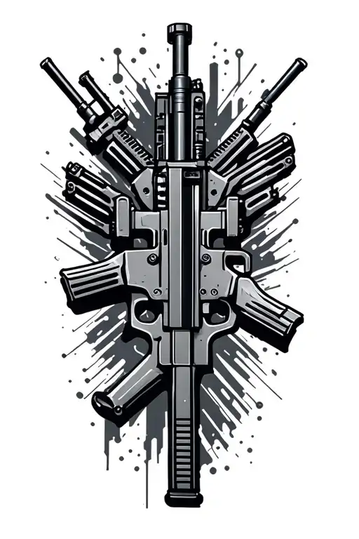 Circuit ar15 assault rifle tattoo design idea