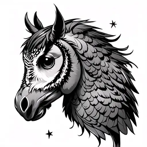 nyx night horse owl stars tattoo design idea