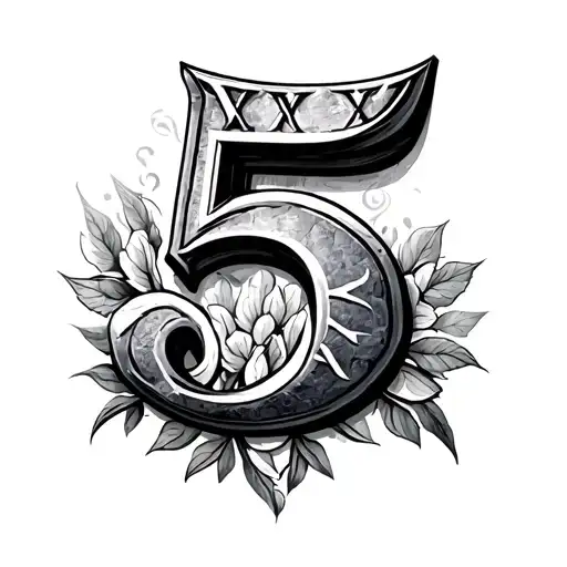 stone Roman numeral 5 tattoo design idea