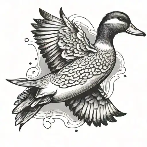 duck flying towards tattoo design idea