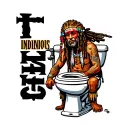 "Indigenous Plumbing " dreadlock painted face Native American plumber working on toilet tattoo design idea