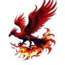 red phoenix rising from the ashes tattoo design idea