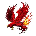 red phoenix rising from the ashes tattoo design idea