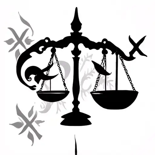 libra scales with Gemini and Pisces and aries zodiac sign tattoo design idea