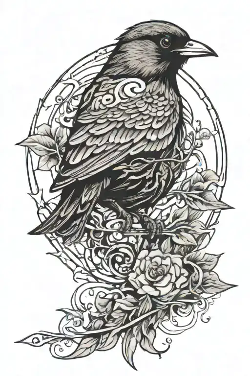 bird with mental problems eery and mysterious and attractive  tattoo design idea