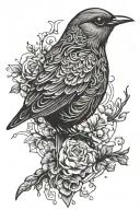 bird with mental problems eery and mysterious and attractive  tattoo design idea