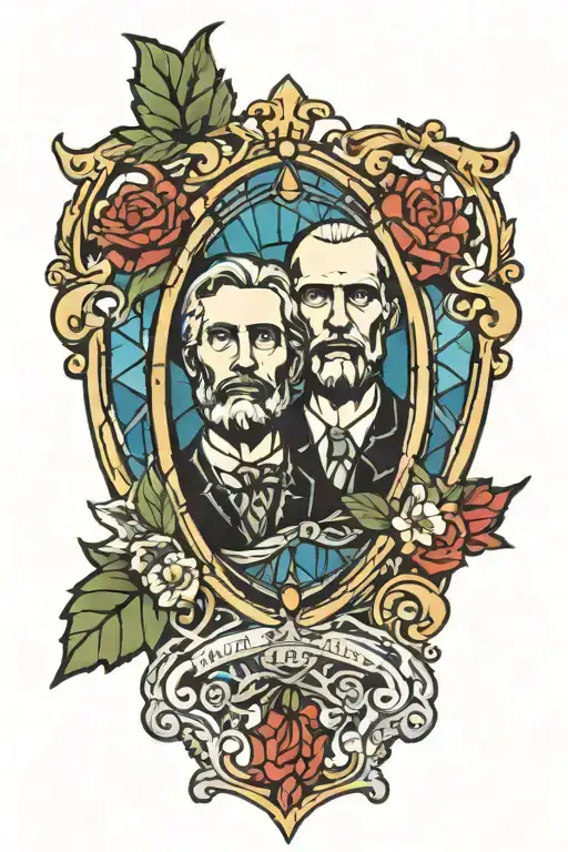 american trad gothic stained glass window frame adorned tattoo design idea
