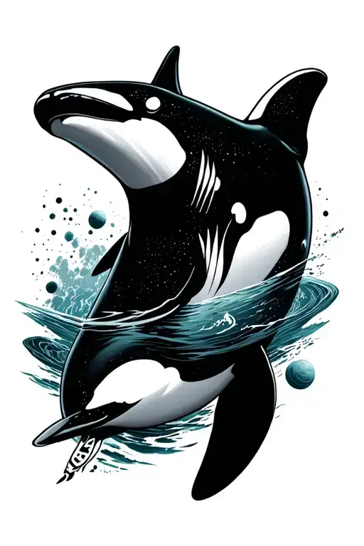 orca space theme with arctic monkeys band tattoo tattoo design idea