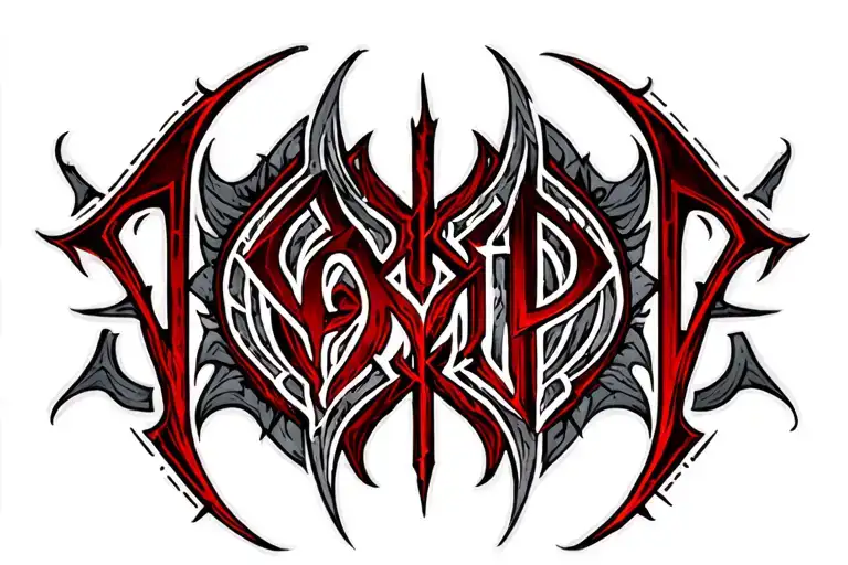 "Void" cybersigil tribal red tattoo design idea