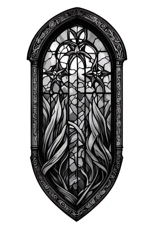 cathedral stained glass tattoo design idea