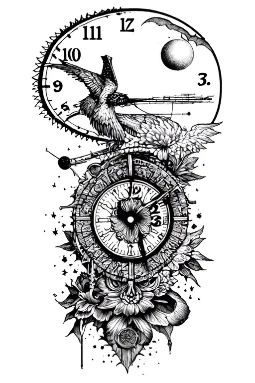time travel tattoo design idea