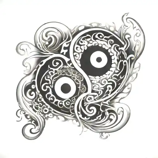 abstract yin yang symbol with chaos tattoo design idea