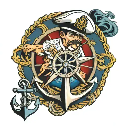 US Navy sailor with anchor and a compass tattoo design idea