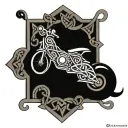 A Celtic knotwork design incorporating elements of Guinness and motorbikes tattoo design idea