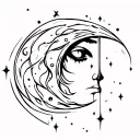 Crescent moon crying tattoo design idea