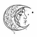 Crescent moon crying tattoo design idea