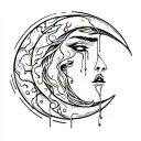 Crescent moon crying tattoo design idea