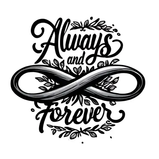 infinity symbol with text saying always and forever tattoo design idea
