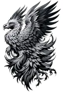 gothic phoenix with leo symbol tattoo design idea