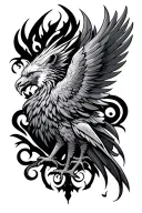 gothic phoenix with leo symbol tattoo design idea
