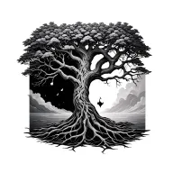 tree of life half dead half alive tattoo design idea