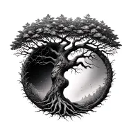 tree of life half dead half alive tattoo design idea