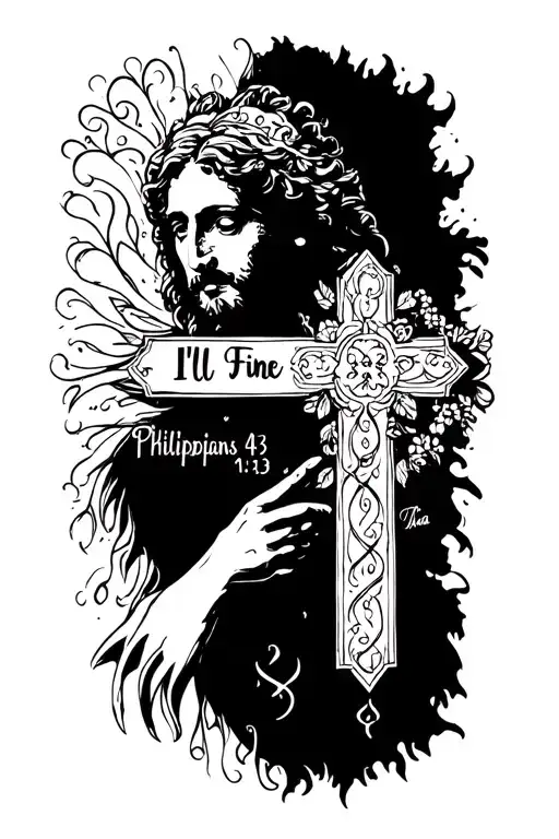 I’ll Be Fine;Philippians 4:13 with tha a Latin cross tattoo design idea