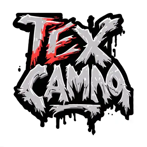 "Camo" Bold Characters With A Fade Of Red. tattoo design idea